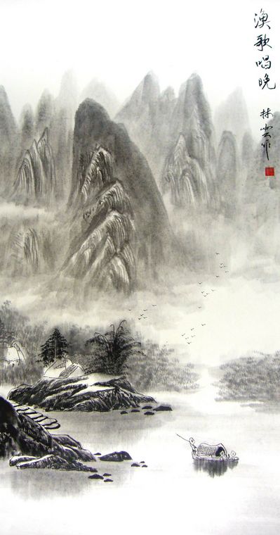 三尺竖幅山水画