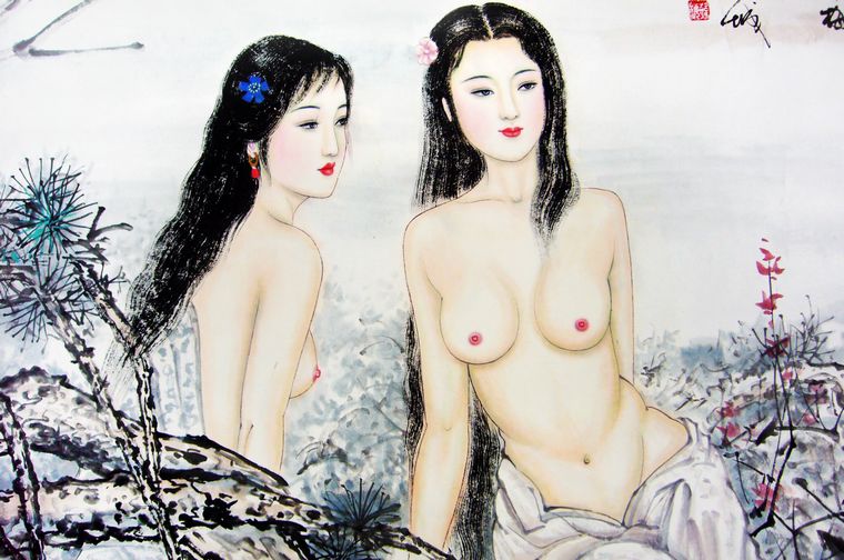 精品人物画江山双娇